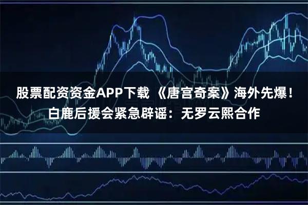 股票配资资金APP下载 《唐宫奇案》海外先爆！白鹿后援会紧急辟谣：无罗云熙合作
